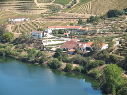 The winery complex is in the foreground with the workers accommodation above and to the left.