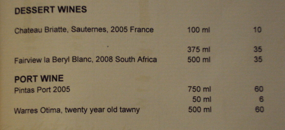 Pintas 2005 and Warre 20Y Otima at Â£60 a bottle