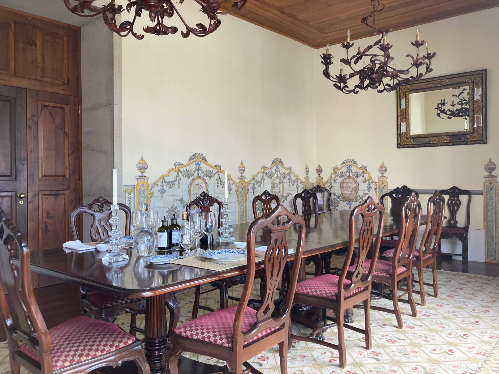 The magnificent mahogany dining table - set for two!