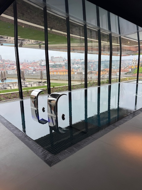 The indoor pool with a similar view